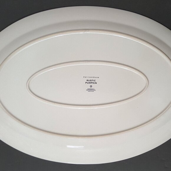NEW Pottery Barn Rustic Pumpkin Serving Platter 19.25" NIB Thanksgiving - Picture 3 of 3